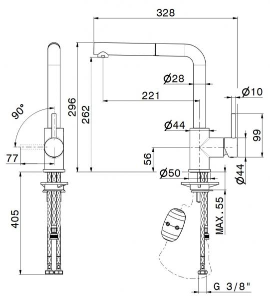 Cassøe Newform X-Trend køkkenarmatur m/udtræk - Mat sort