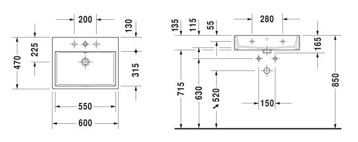 Duravit Vero Air 60 håndvask t/væg eller møbel - Med 1 hanehul