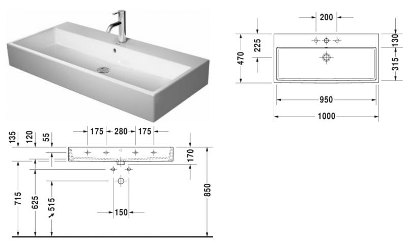 Duravit Vero Air vask 100x47cm uden hanehul med overløb