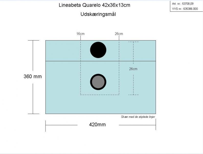 Lineabeta Quarelo 42 håndvask t/væg eller møbel - Med overløb - Uden hanehul