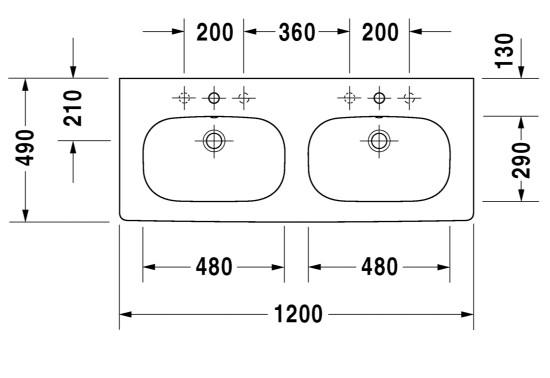 Outlet - Duravit D-Code dobbelvask 120 cm - 1 stk. tilbage