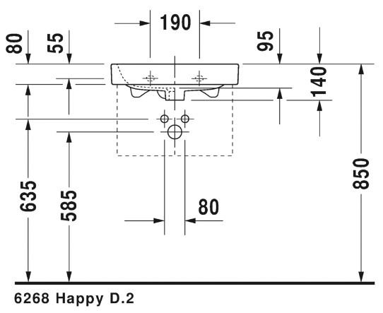 Duravit Happy D.2 50 vask t/væg eller møbel