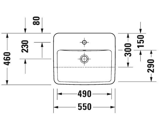 Duravit No.1 55 håndvask t/delvis nedfældning - 1 hanehul