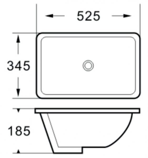 Lavabo Gino 52 håndvask t/underlimning - Uden hanehul - Med overløb