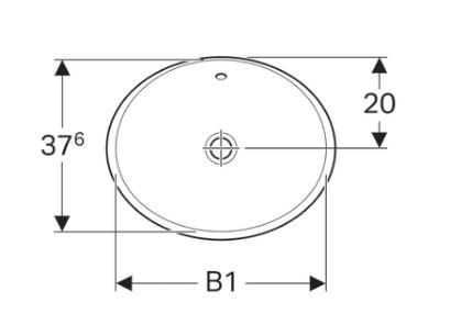 Geberit Variform 50 oval håndvask t/nedfældning - Med overløb