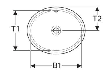 Geberit Variform 56 oval håndvask t/underlimning - Med overløb