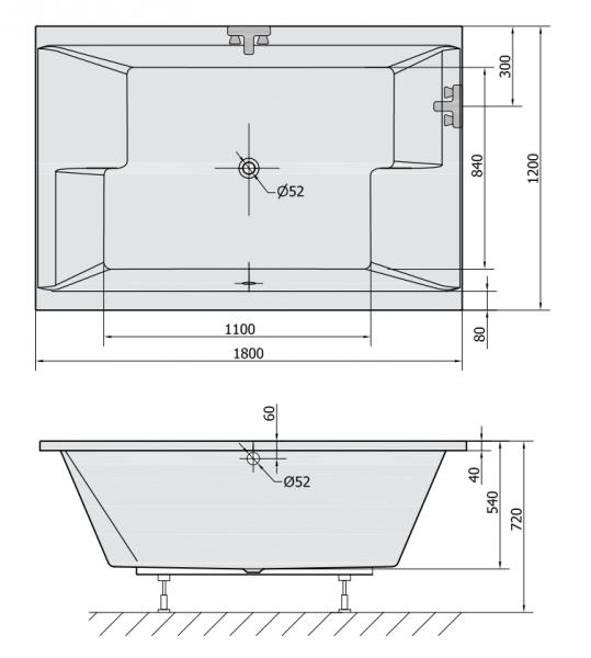 Royal Laura 180x120 badekar