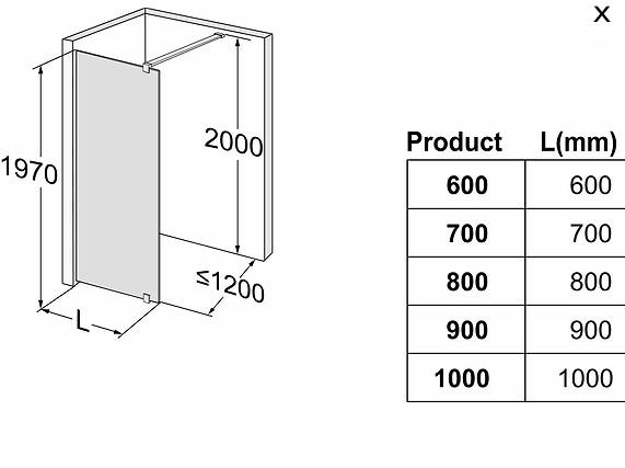 Ifö Space fast brusevæg - Klar glas - 80 cm