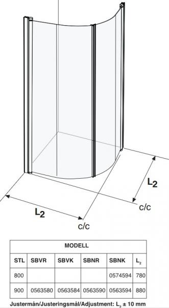 Outlet - If&ouml; Space 2000 SBNF2-700 Brusev&aelig;g - Halvfrostet glas