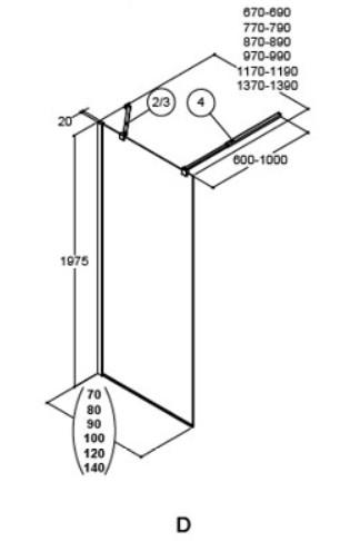 Dansani Match D 100 fast væg - Klar glas/matkrom Dansani Match D 100 fast væg - Klar glas/matkrom