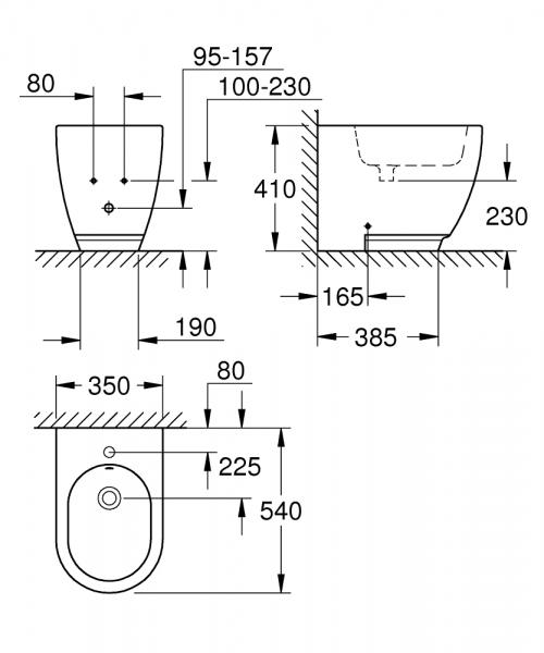 Grohe Essence Keramik gulvstående bidet - Alpinhvid