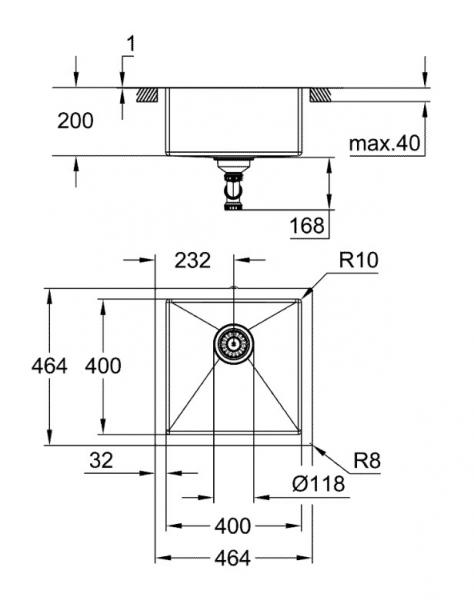 Grohe K700 køkkevask i rustfrit stål 40 cm