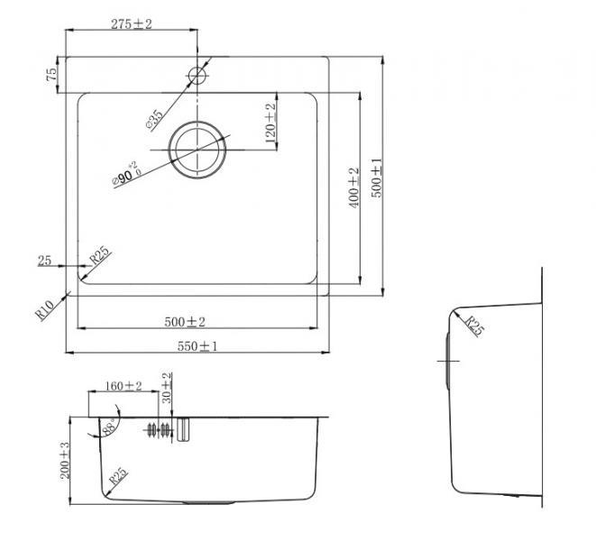 Lavabo LA 550 køkkenvask inkl. køkkenarmatur i børstet messing PVD Lavabo LA 550 køkkenvask inkl. køkkenarmatur i børstet messing PVD