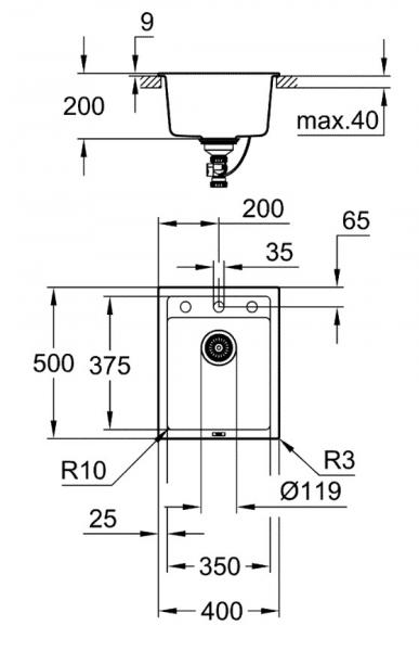 Grohe K700 køkkenvask i komposit - Sort granit