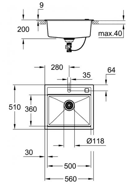 Grohe K700 køkkenvask i komposit - Sort