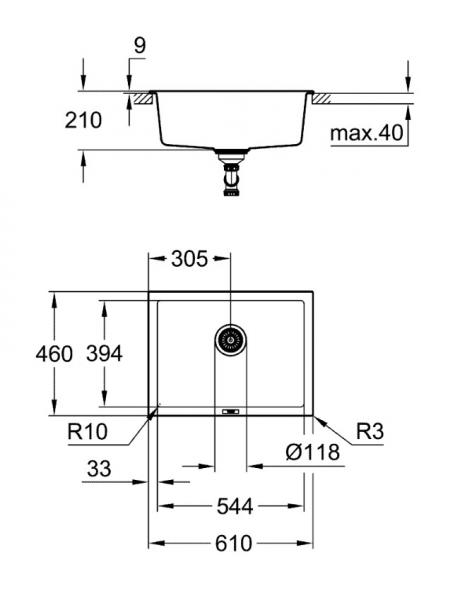 Grohe K700U køkkenvask i komposit 70-C - Grå granit