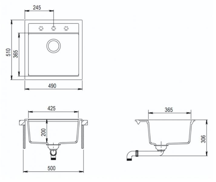 Lavabo Jupiter 50 kompositvask - Antracit-sort/Krom Lavabo Jupiter 50 kompositvask - Antracit-sort/Krom
