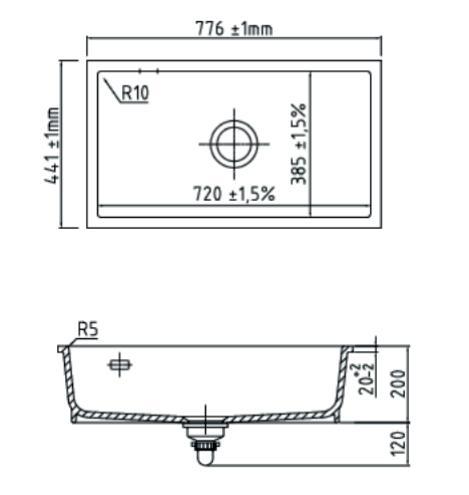 Lavabo Mera 80 U porcelænskøkkenvask m/messing afløb - Hvid Lavabo Mera 80 U porcelænskøkkenvask m/messing afløb - Hvid