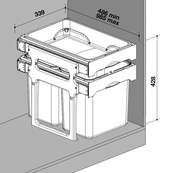 Intra Juvel Tank 40-3 affaldsbeholder m/3 spande og udtræksbakke