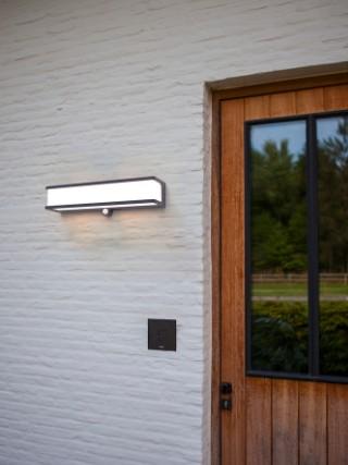 Lutec Doblo L Solar udendørs væglampe m/solceller og sensor - Grå
