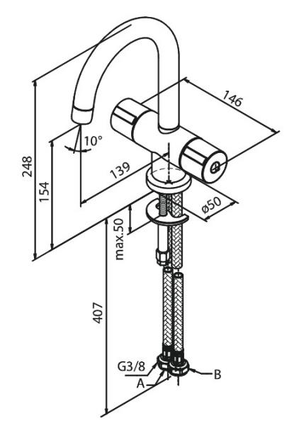 Damixa Titan håndvaskbatteri m/svingtud - VVS nr.: 701046604