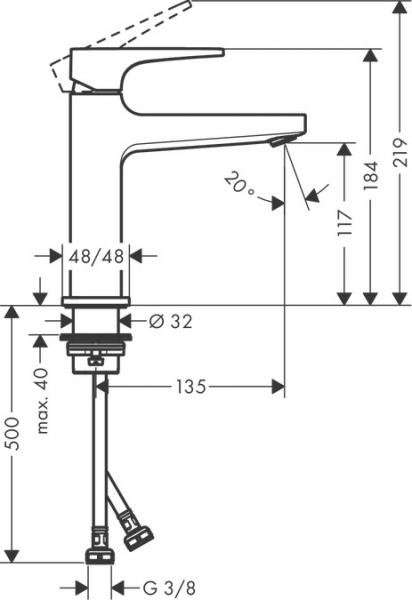 Hansgrohe Metropol 110 armatur m/push-open bundventil - Mat hvid