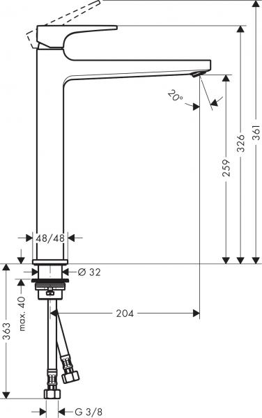 Hansgrohe Metropol 260 handvaskarmatur m/bundventil - Mat sort