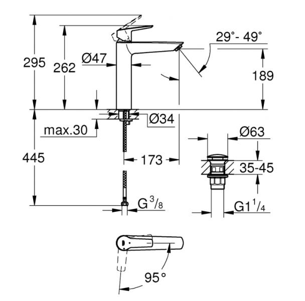 Grohe Start håndvaskarmatur XL m/ koldstart - krom