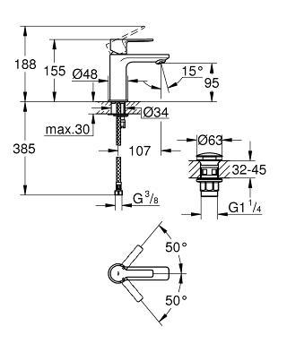 Grohe Lineare New håndvaskarmatur m/push open bundventil - Steel