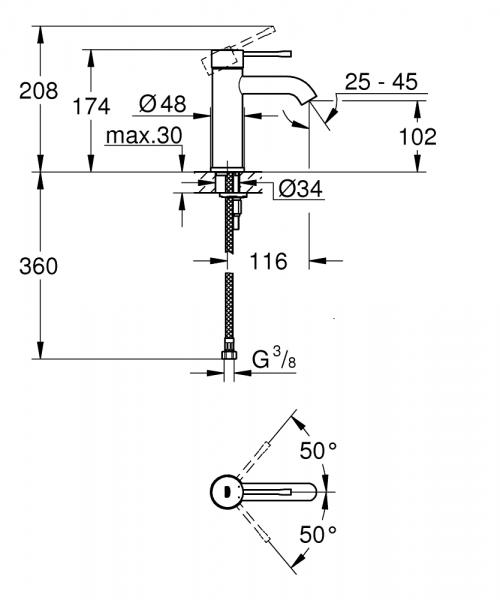 Grohe Essence New håndvaskarmatur u/bundventil - Krom