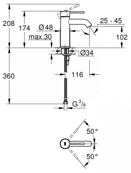 Outlet - Grohe Essence New håndvaskarmatur u/bundventil - Poleret warm sunset