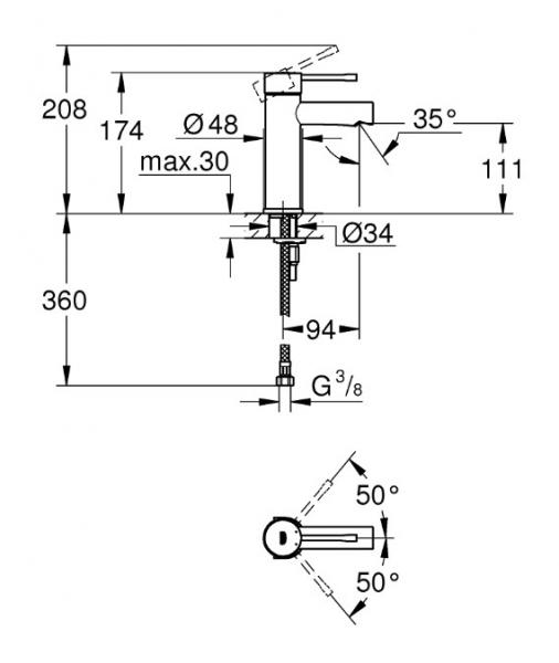 Grohe Essence New håndvaskarmatur u/bundventil m/EcoJoy