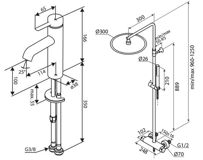 Damixa Iris komplet pakke til badeværelse - Krom Damixa Iris komplet pakke til badeværelse - Krom