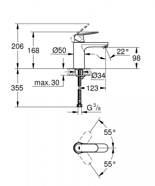 Grohe Eurosmart Cosmopolitan håndvaskarmatur u/ bundventil - Matsort