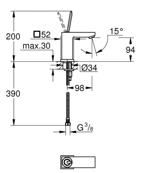 Grohe Eurocube Joy S håndvaskarmatur - Krom