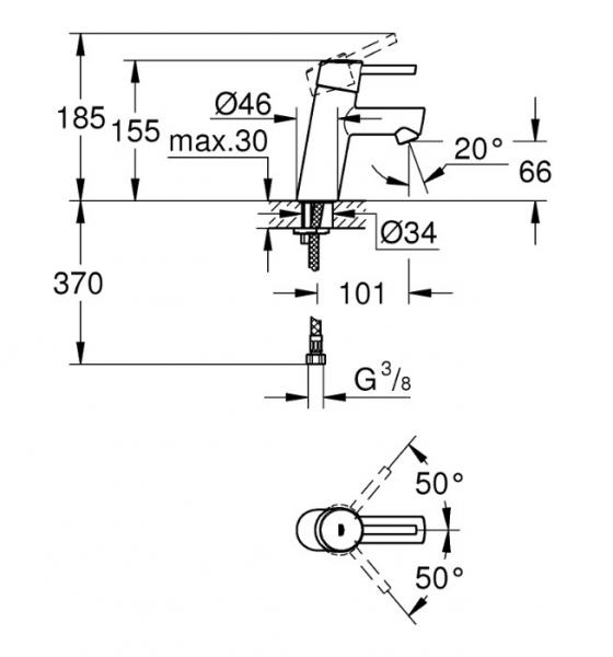 Grohe Concetto S håndvaskarmatur m/Water Saving