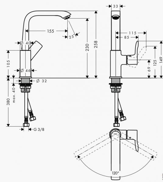 Hansgrohe Metris 230 håndvaskarmatur