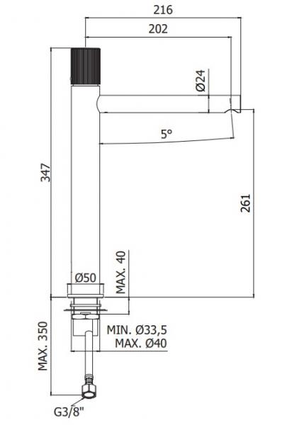 Lavabo Mira 030 håndvaskarmatur høj model - Mat sort