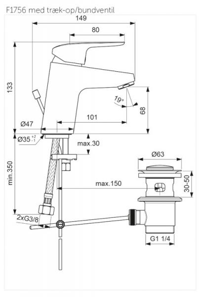 Ideal Standard Ceraflex håndvaskbatteri m/bundventil