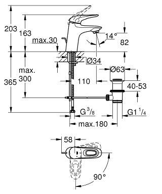 Grohe Eurostyle håndvaskarmatur m/vandsparer og koldstart - Moon White Grohe Eurostyle håndvaskarmatur m/vandsparer og koldstart - Moon White
