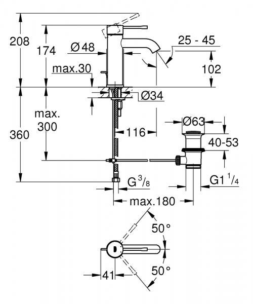 Grohe Essence New håndvaskarmatur m/bundventil - Poleret hard graphite