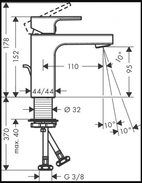 Hansgrohe Vernis Shape 100 håndvaskarmatur m/bundventil - Mat sort