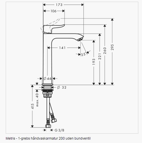 Hansgrohe Metris 200 håndvaskarmatur u/bundventil