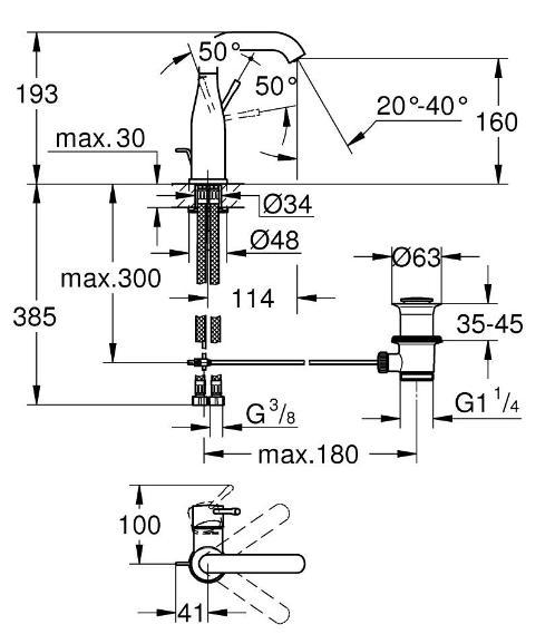 Grohe Essence New M håndvaskarmatur m/bundventil - Poleret hard graphite