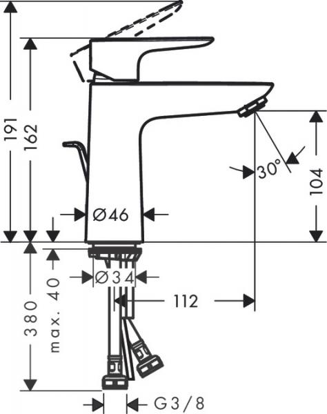 Hansgrohe Talis E 110 håndvaskarmatur m/bundventil - Mat hvid