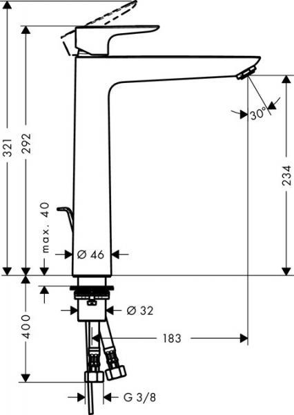 Hansgrohe Talis E 240 håndvaskarmatur m/bundventil - Mat sort