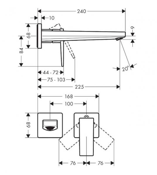 Hansgrohe Metropol 225 håndvaskarmatur t/indbygning - Mat sort