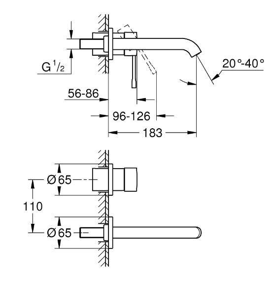 Grohe Essence New komplet armatur til indbygning i væg - Krom