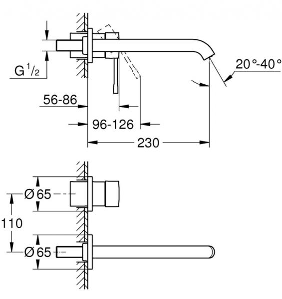 Grohe Essence New L armatur til indbygning i væg - Supersteel Grohe Essence New L armatur til indbygning i væg - Supersteel