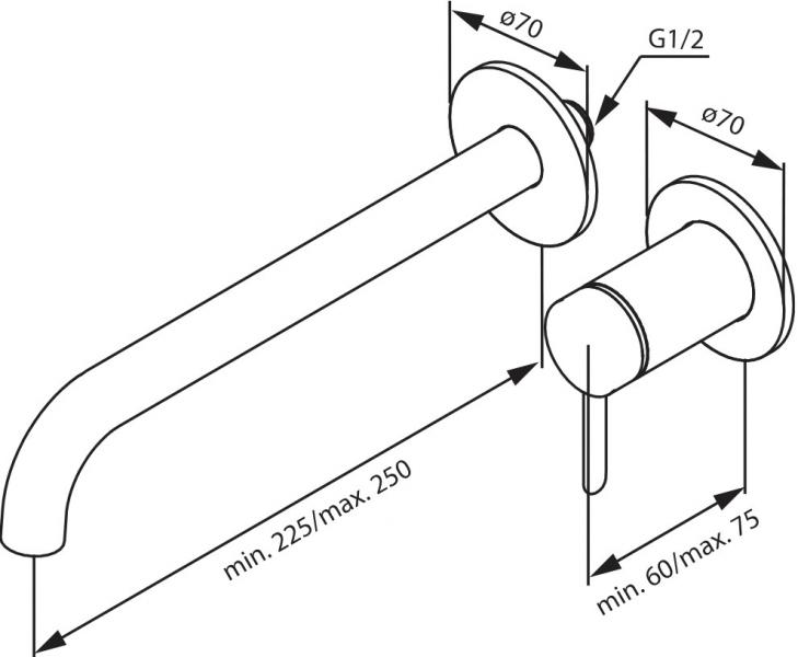 Damixa Iris håndvaskarmatur til indbygning m/Koldstart - 250 mm - Børstet bronze Damixa Iris håndvaskarmatur til indbygning m/Koldstart - 250 mm - Børstet bronze